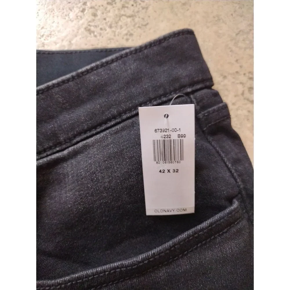 Old‎ Navy Jeans Men 42x32 Black Dark Wash Slim Fit Cotton Blend Denim